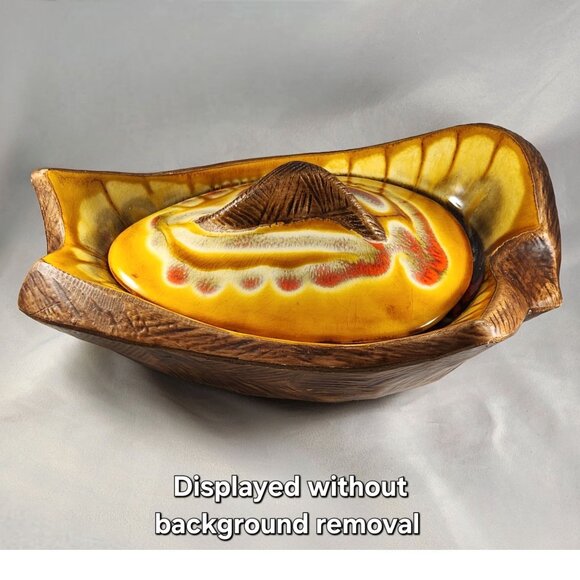 Retro California Pottery MCM Atomic Drip Glaze Covered Dish Bowl with Lid 60s 70 - Picture 4 of 10